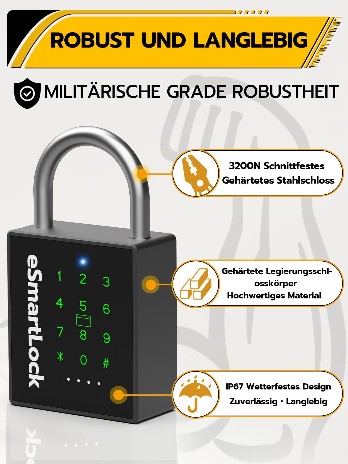 Anweller Cerradura biométrica,Cerraduras Bluetooth con código y RFID,Candado resistente a la intemperie con llave, cerradura de combinación para puertas, vallas, taquillas y almacenes