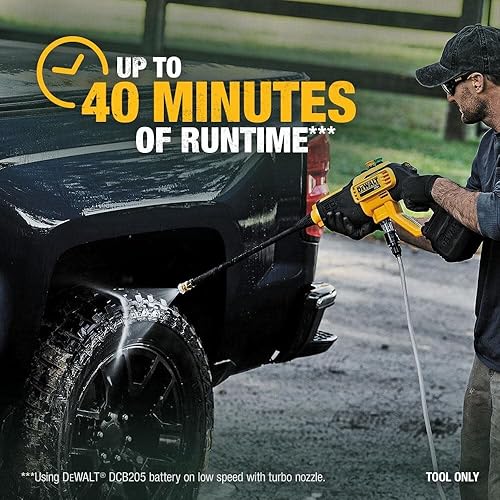 Miniatura 2 de DEWALT Lavadora a Presión Inalámbrica, Limpiador de Energía, 550-PSI, 1.0 GPM, Solo Herramienta, Batería y Cargador No Incluidos (DCPW550B)