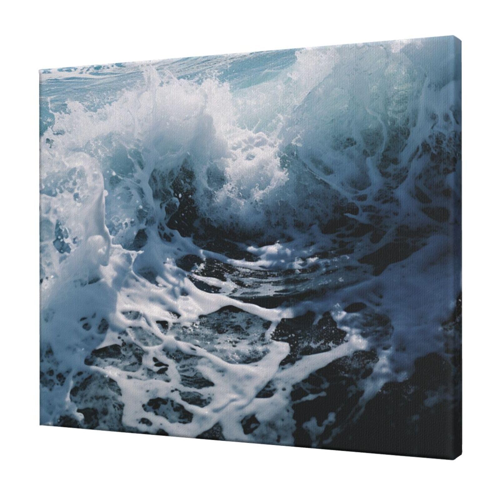 FodPand Ocean Splash Foam Canvas Wall Art for Living Room Wall Decor 20"x24" Modern Artwork Painting Pictures Hanging Canvas Prints Aesthetic Wall Art for Bedroom Bathroom Office Wallart Decor