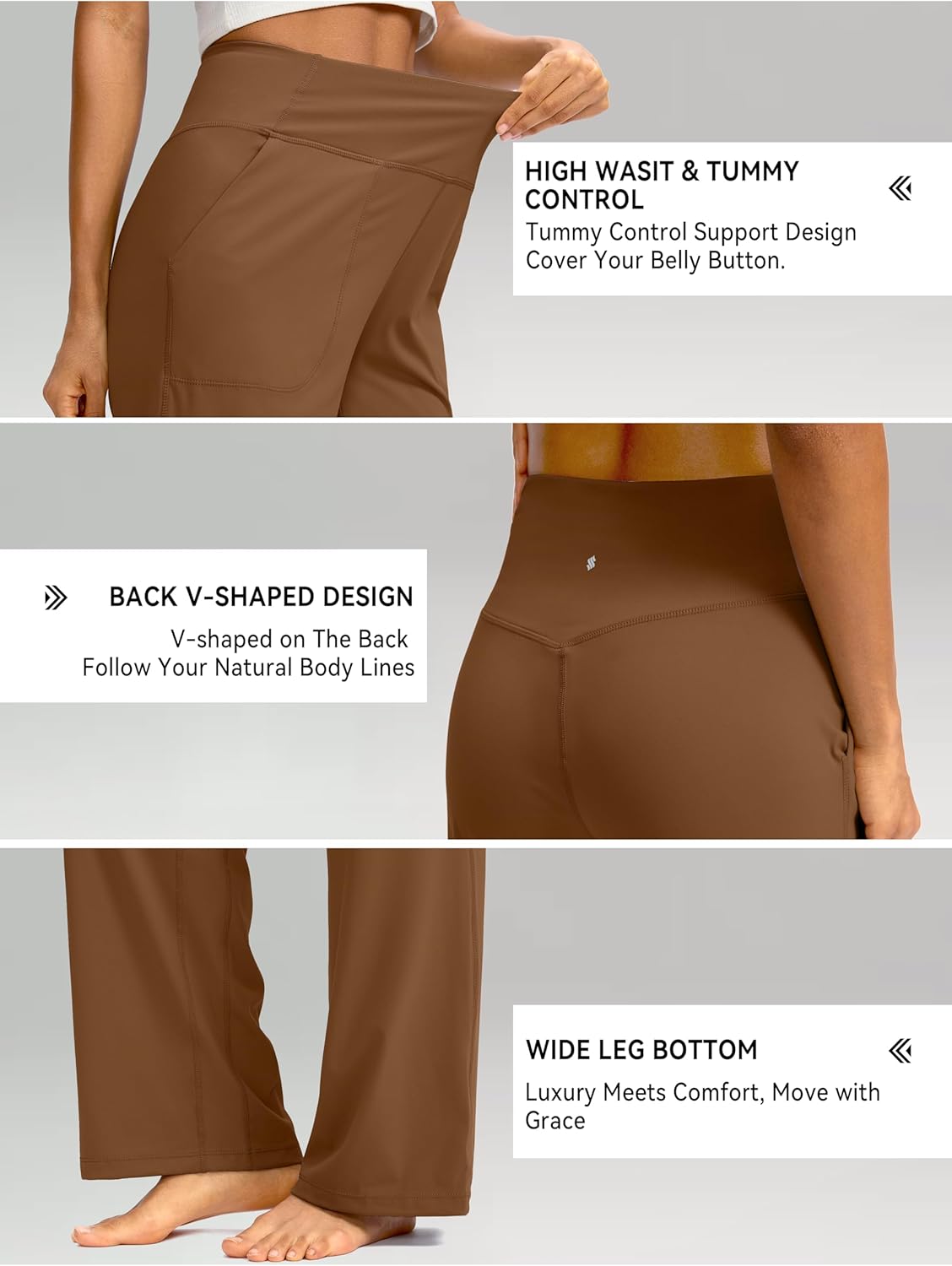 Soothfeel Wide Leg Pants for Women Petite/Regular/Tall High Waist Stretch Yoga Work Dress Lounge Sweatpants with Pockets