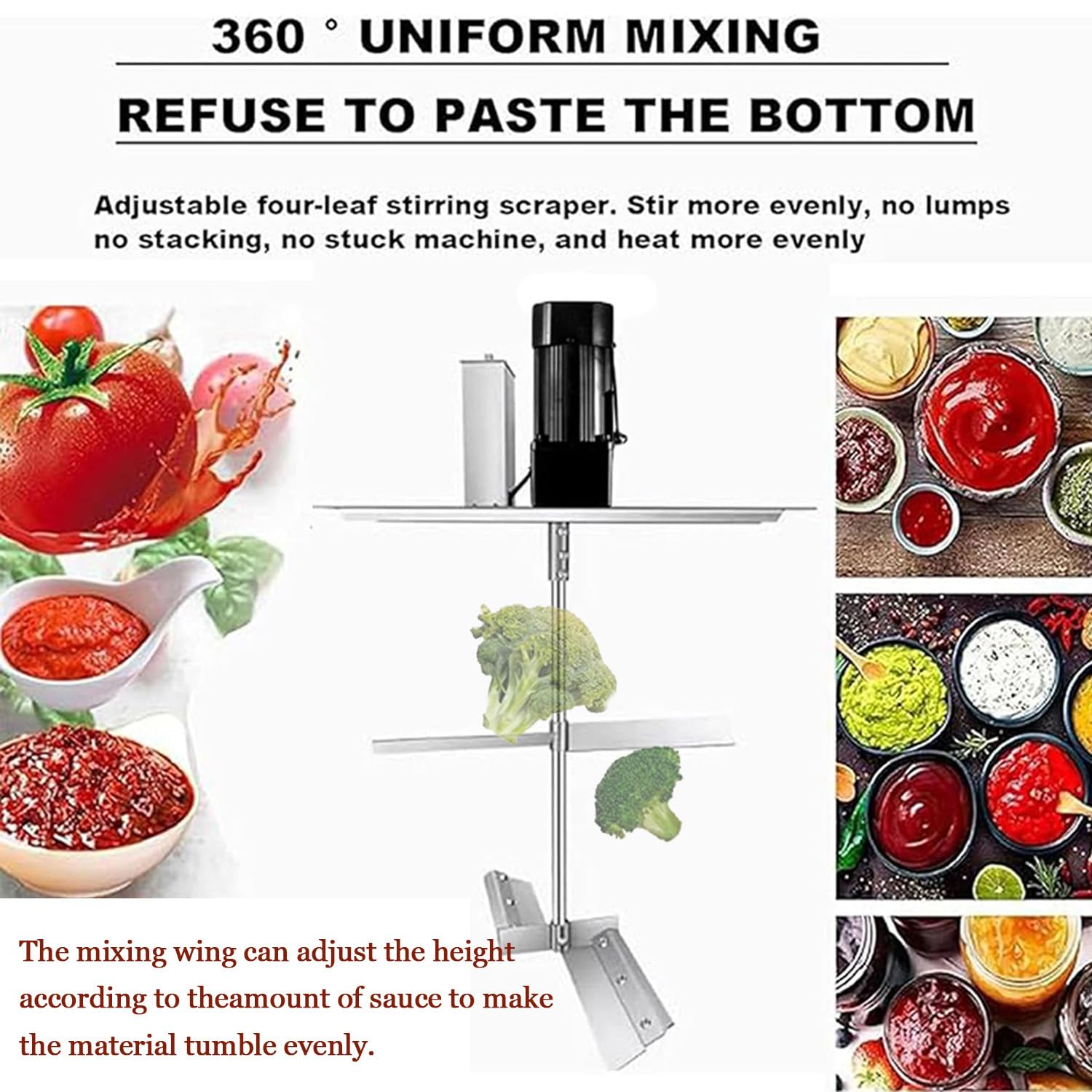 Automatischer Kochmixer, kommerzieller Lebensmittelrührer, elektrischer Mixer für Öl, Marmelade, Chilisauce & Küchenmischung