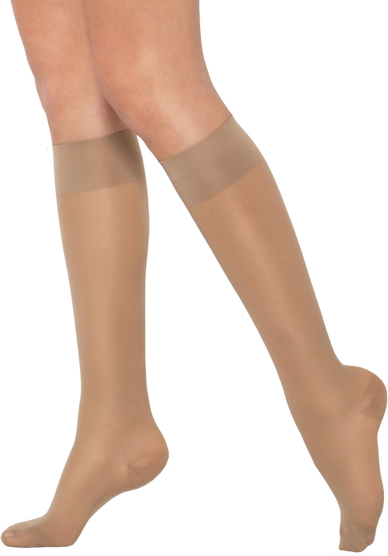 Healthweir Sheer Compression Knee High Stockings for Women 15-20 (EU 18-22) mmHg (3, Skin)