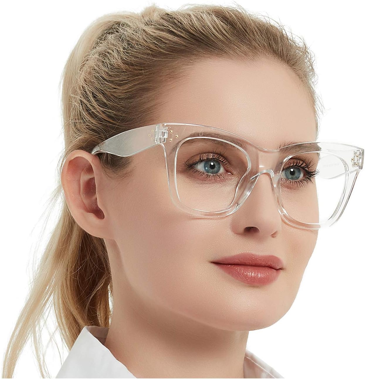 OCCI CHIARI Blue Light Blocking Reading Glasses for Women Readers 0 100 150 200 250 300 350 400 500 600 (Clear, 5.0) Transparent 5.0 x