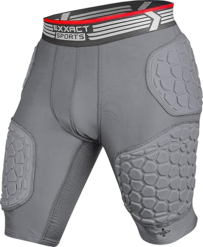 Exxact Sports Elite 5-Pad Adult Football Girdle for Men - Padded Compression Shorts, Mens Girdle Football with Cup Pocket