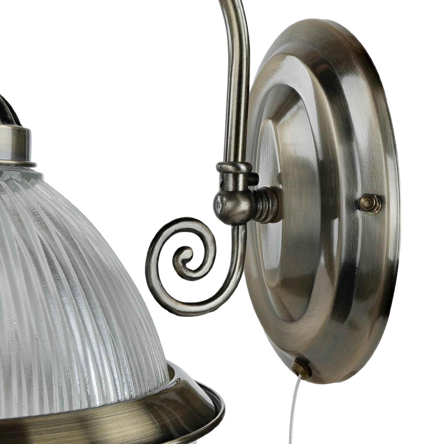 Licht-Erlebnisse Wandleuchte in Messing Antik Jugendstil 1xE27 bis zu 60 Watt 230V aus Metall & Glas Schlafzimmer Küche Wohnzimmer Esszimmer Lampen Leuchte Beleuchtung innen