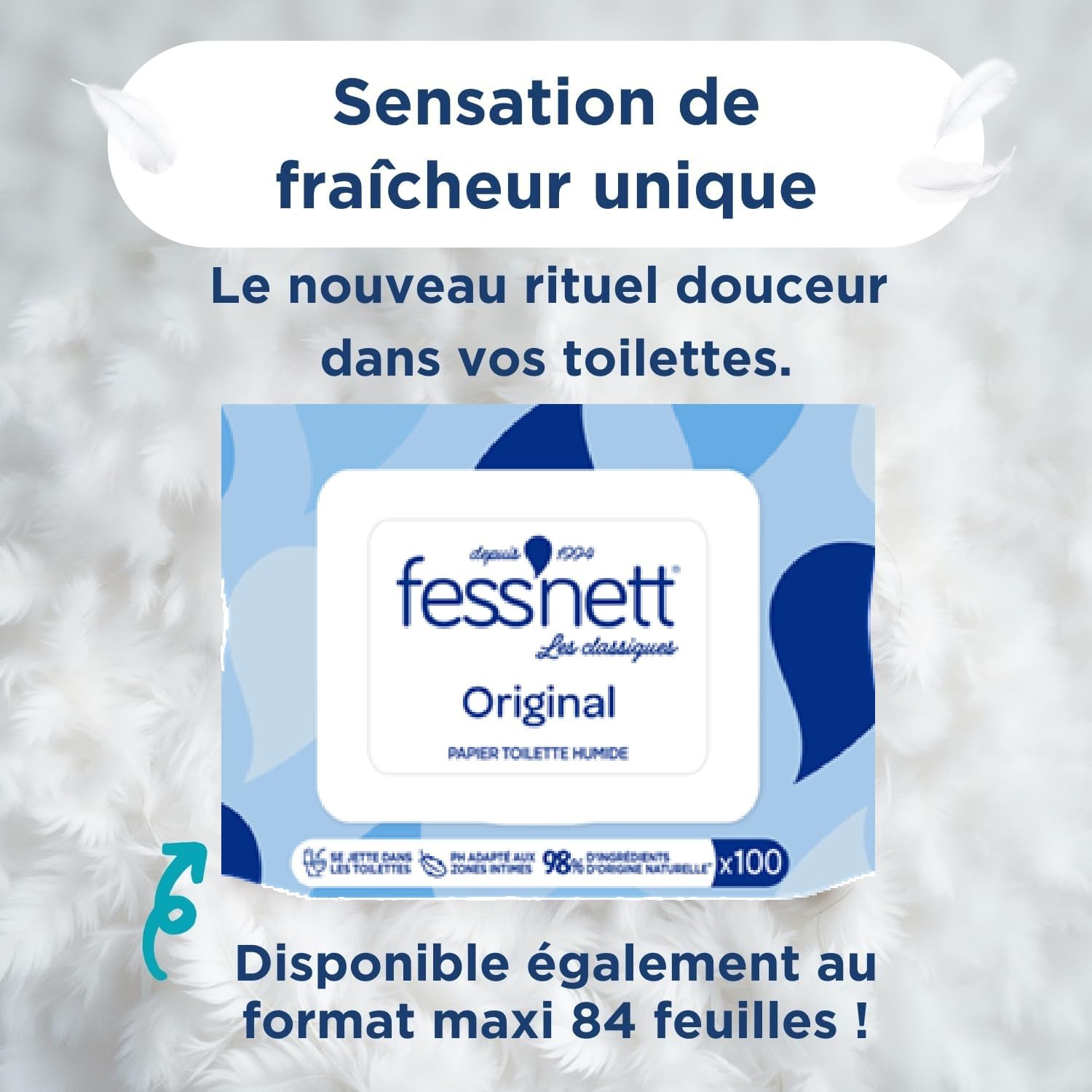 Fess'Nett - Papier Toilette Humide - Jetable WC - 16x100 Feuilles