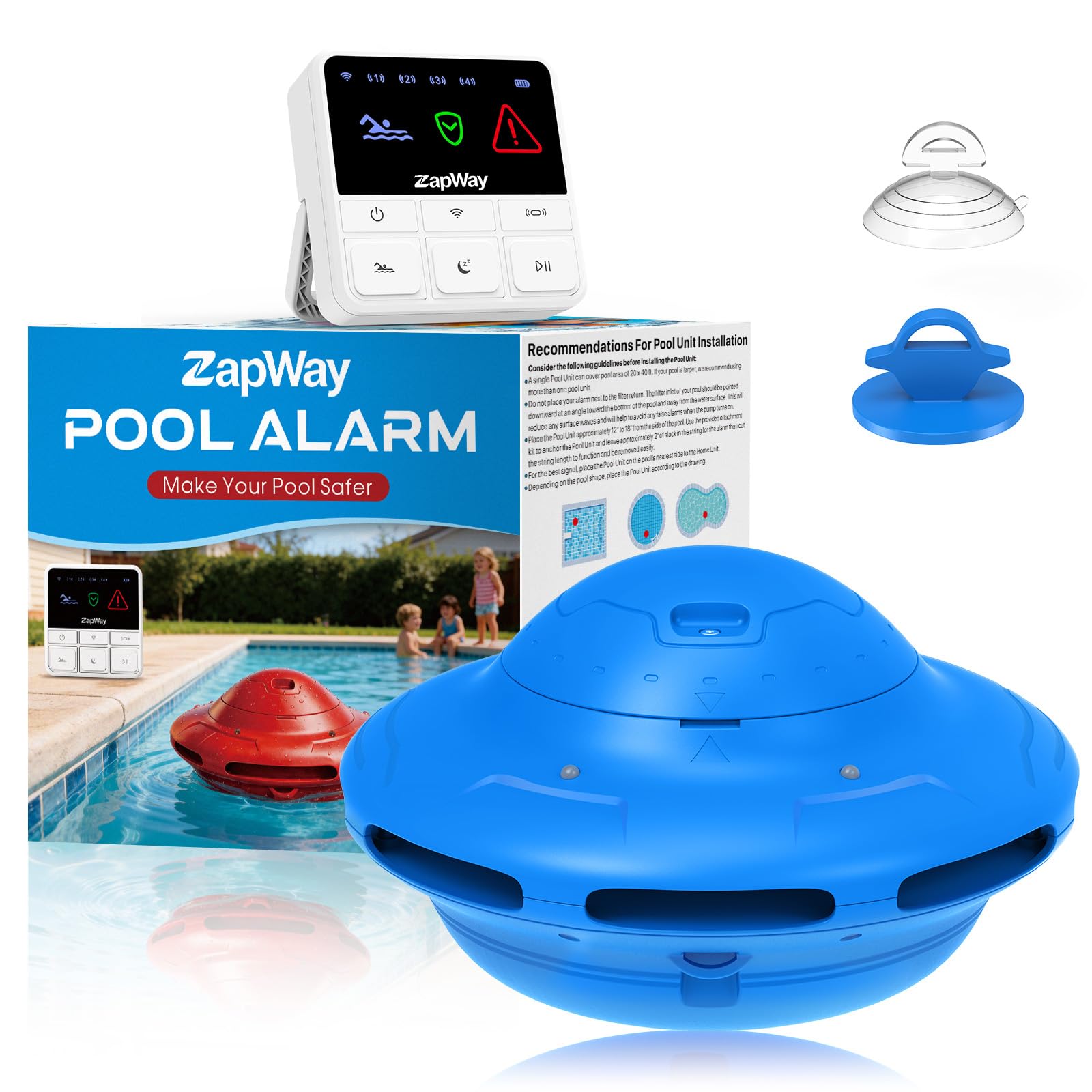 Photo 1 of ZapWay Pool Alarm with Indoor Receiver, 110dB Floating Safety Alarm, Blue