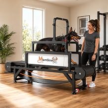 Dog Treadmill for Medium Large Dogs, Indoor Outdoor Pet Slatmill with 3-Layer Shock Absorption, Speed Distance Monitor, Disc Brake Lock System and Pin-Hinged Track