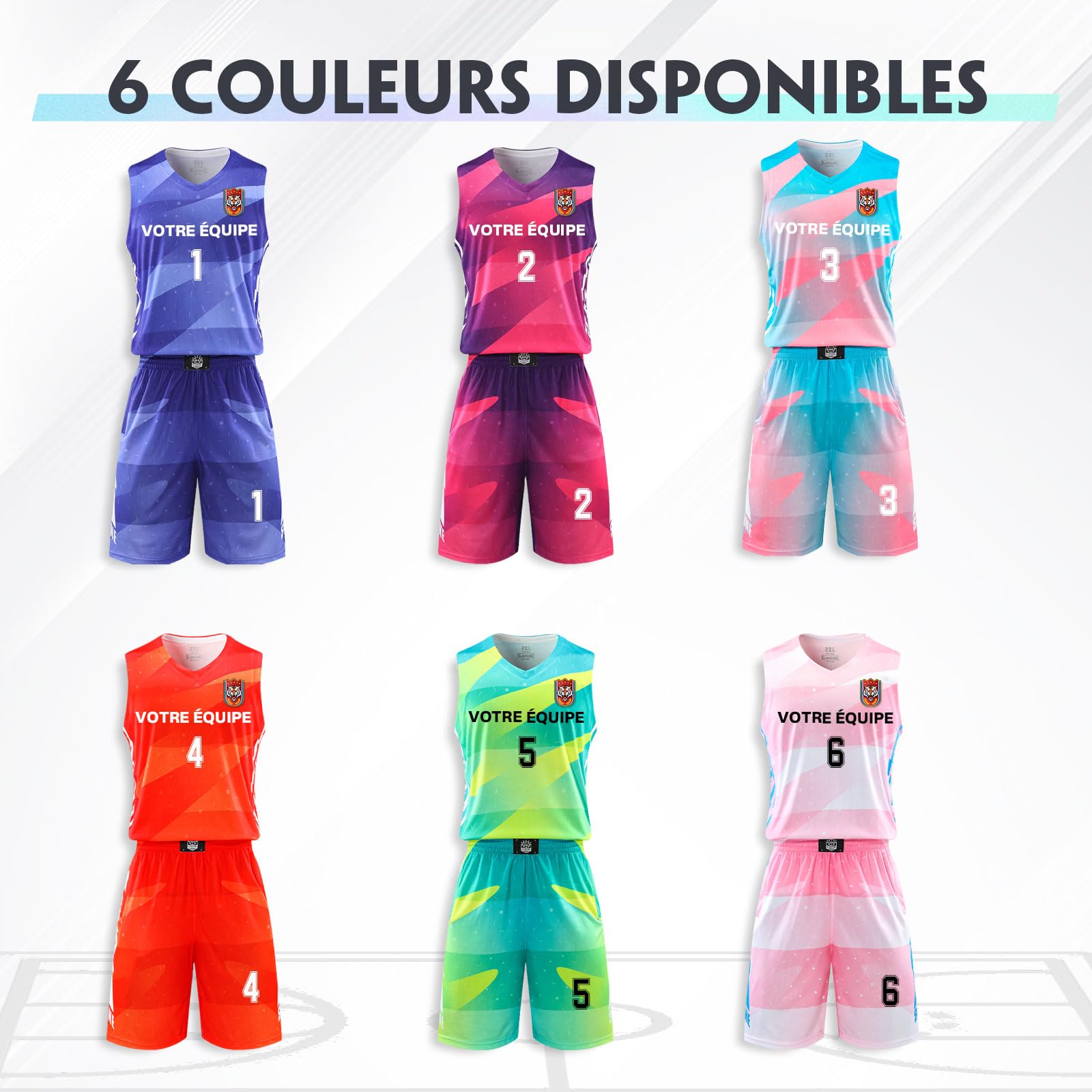 Maillots de Basket Enfant personnalisés Nom, numéro, Logo de l'équipe Maillots de Basket nom de l'équipe