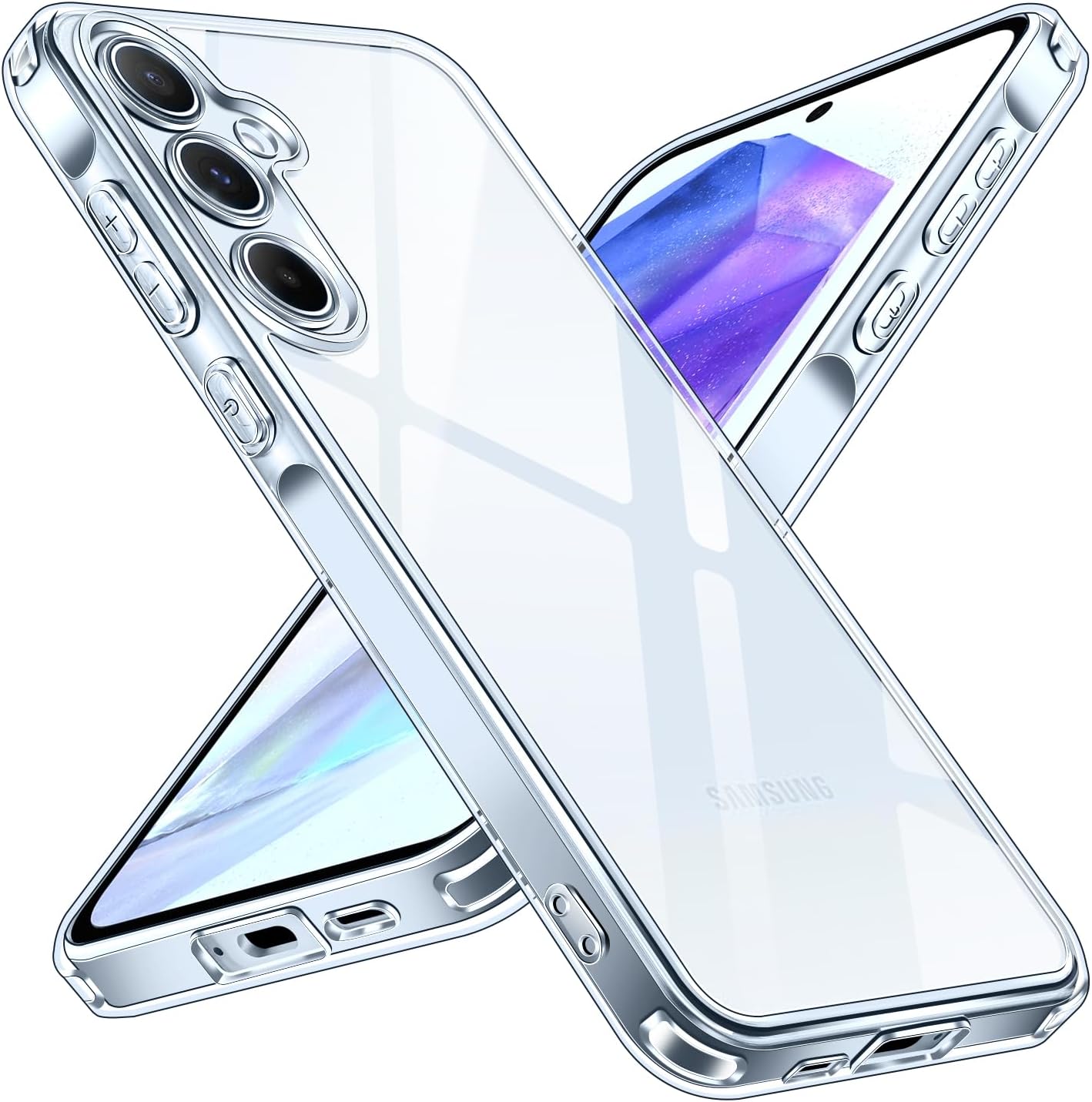 ivoler Nieżółknące przezroczyste etui do Samsung Galaxy A55 5G – [Ochrona wojskowa] [Ochrona aparatu], odporne na wstrząsy i zarysowania, cienkie przezroczyste etui.