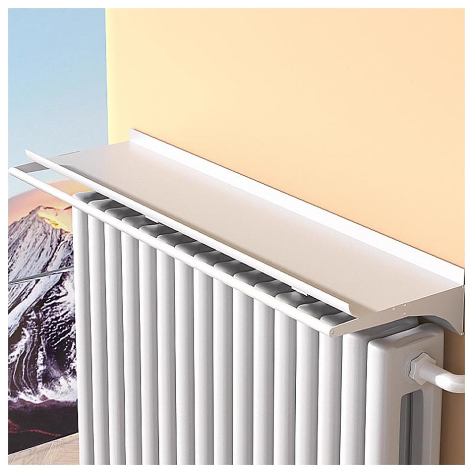 Floating Radiator Storage Shelf Rack Radiator Shelf Organizer Aluminum Alloy Space Saver 40-100cm for Bedroom Living Room(90cm)