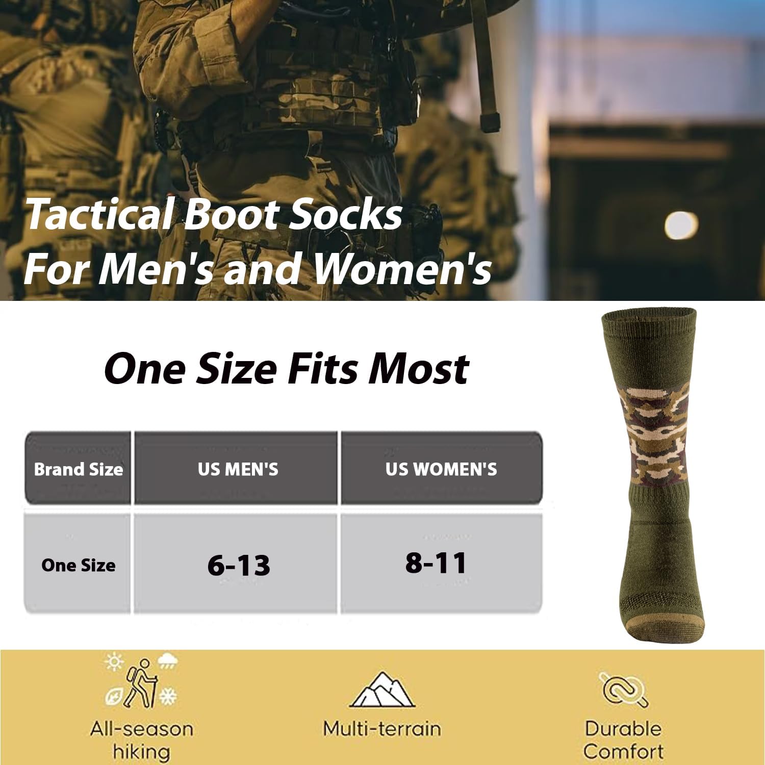 Toichi Men's Hiking Socks, Tactical Over-the-Calf Work & Hunting Boot Socks for Men,3 Packs - Image 4