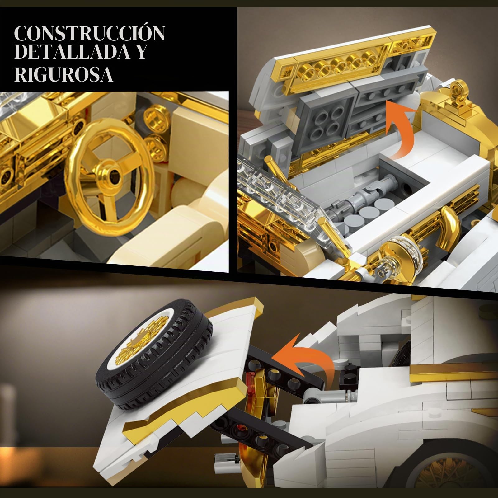 Mould King 10003 Bloques de Construcción Modelo de Coche Vintage, Conjunto de Construcción de Modelo Retro, Juegos de construcción