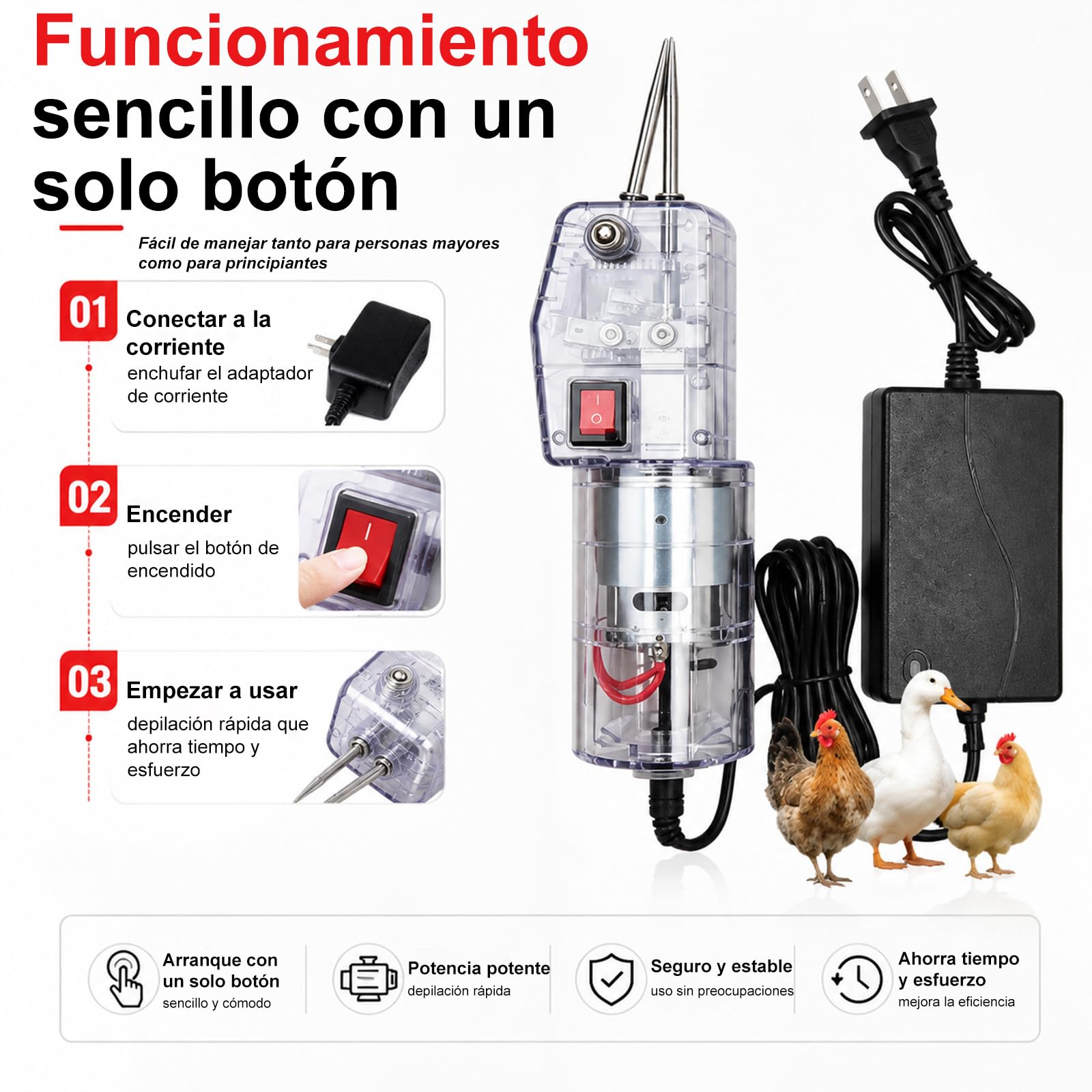 Máquina Desplumadora De Aves Desplumador Eléctrico Pollos, Pollo, desplumadora para aves de corral, Eléctrica Herramientas, For Desplumar Patos Y Gansos[Modelo enchufable verde de alta potencia]