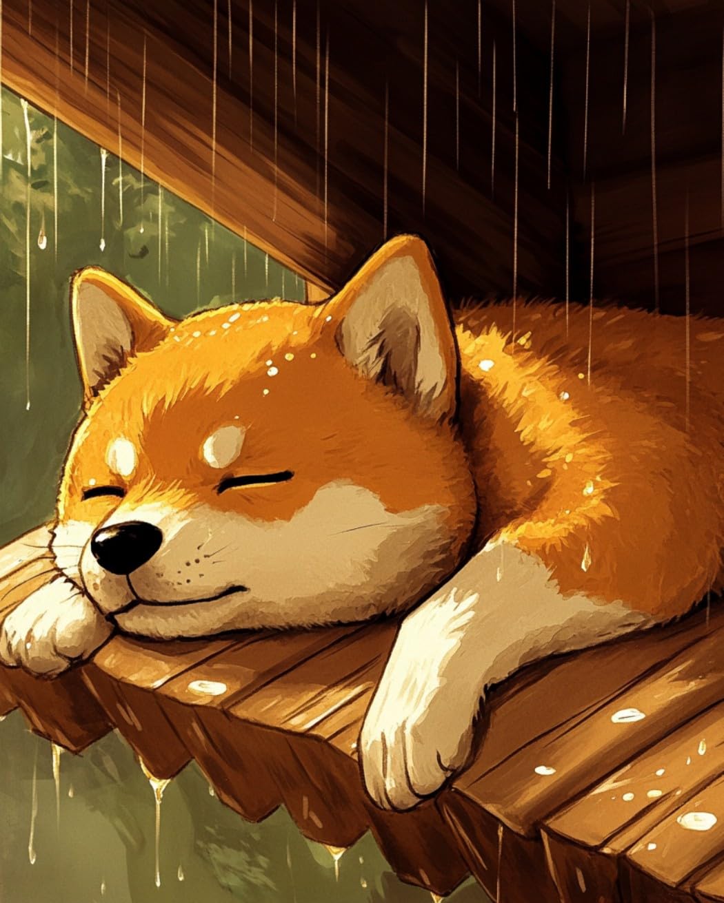 Wanmiu Diy Paint By Numbers Flame Sleeping Shiba Inu With Paint Brushes And Acrylic Painting Kit 16X20 Inch For Kids And Adults Beginner Gifts