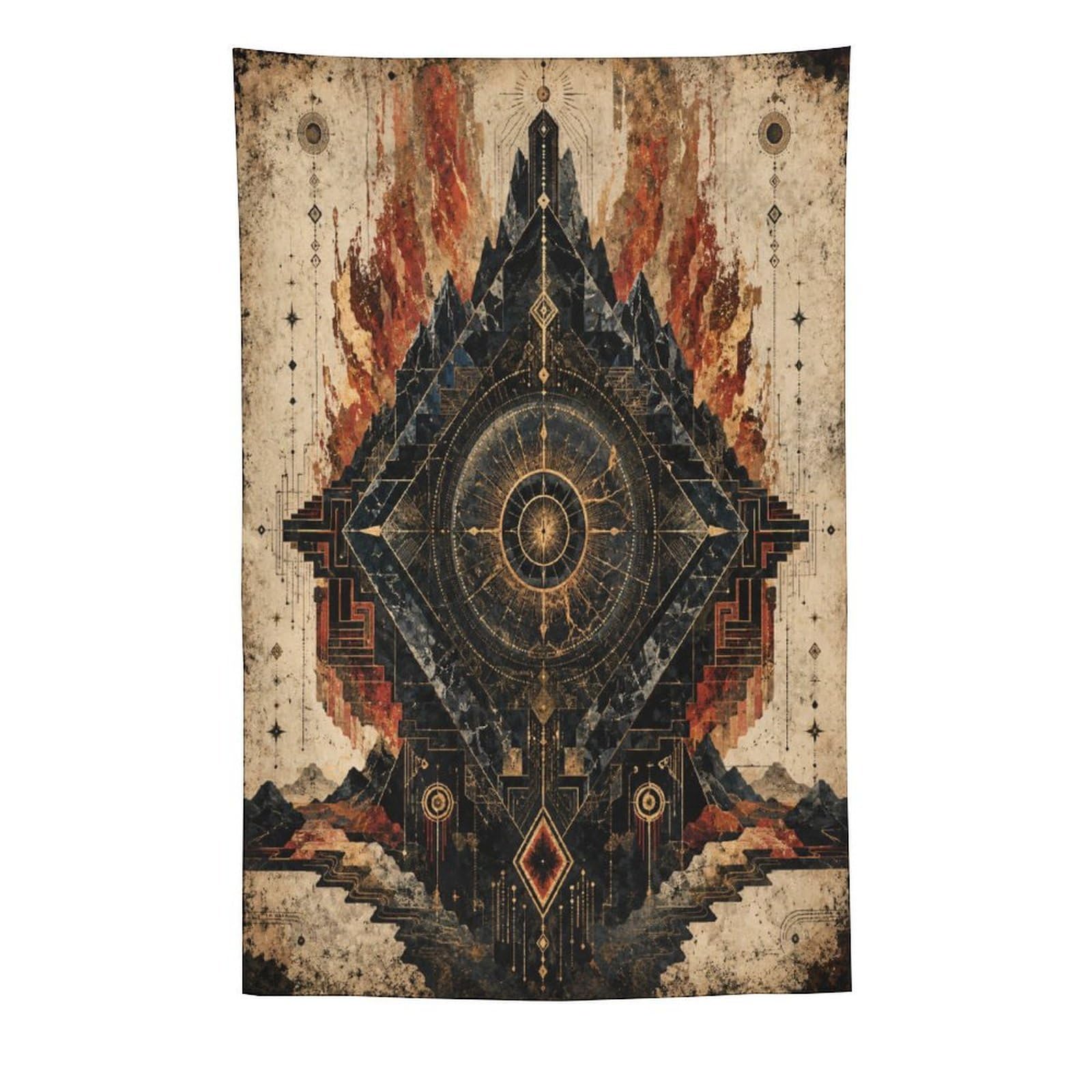W7C8U2X3 Geometric Black Diamond Wall Tapestry, Cubist Art, Apartment