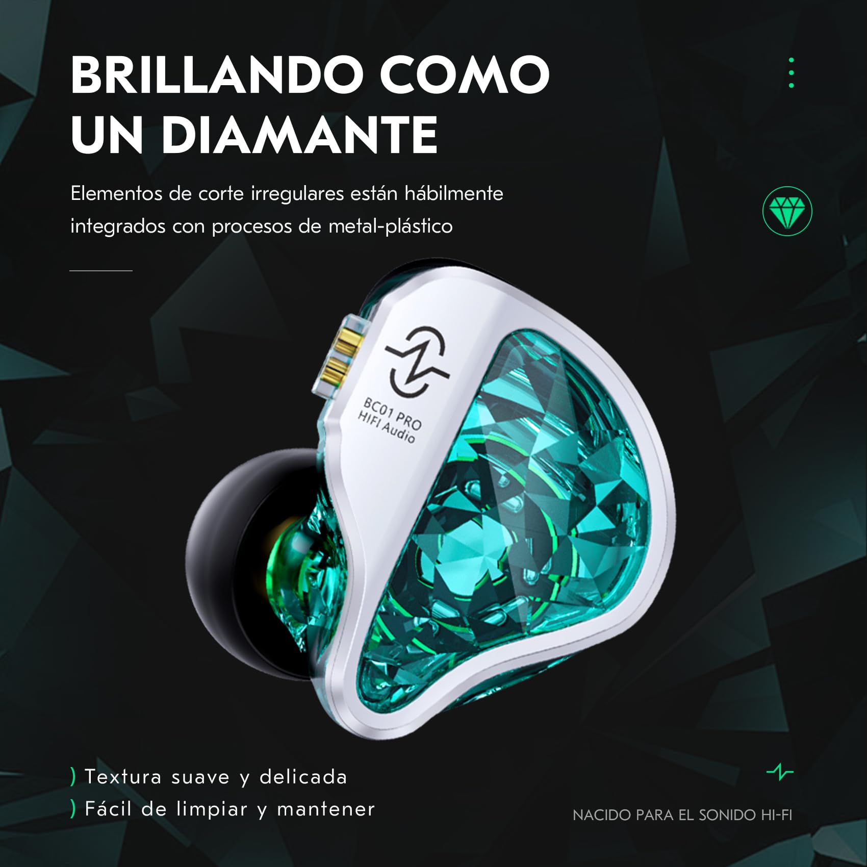 Yinyoo CCZ Harmony BC01 Pro - Auriculares con cable, controlador híbrido 1DD 1BA, IEM, sonido estéreo de equilibrio de tres frecuencias, aislamiento de ruido, ligero