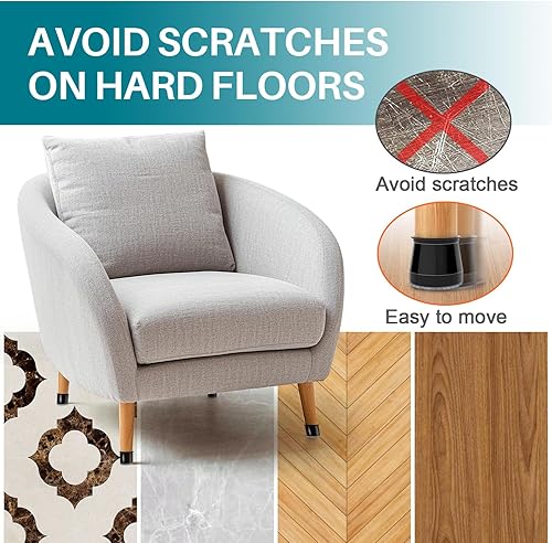 Miniatura 2 de 24 protectores de suelo redondos para patas de silla, de fieltro de silicona, almohadillas para patas de muebles, cubiertas para pisos de madera