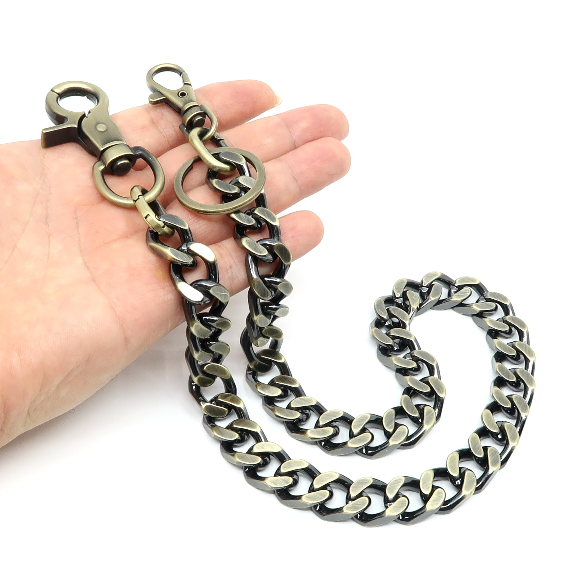 Newtro Double Layer Wallet Chain – Silver Trucker Jean Chain For Men, Biker Hip-Hop Key Chain With Lobster Clasp