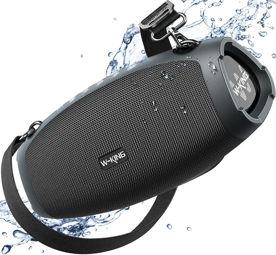 Alto-falantes Bluetooth W-KING 70W atualizados, alto - Deep Bass, IPX6 Impermeável Outdoor Alto-falante sem fio portátil com Power Bank, DSP, áudio transparente, cartão TF para festa, acampamento