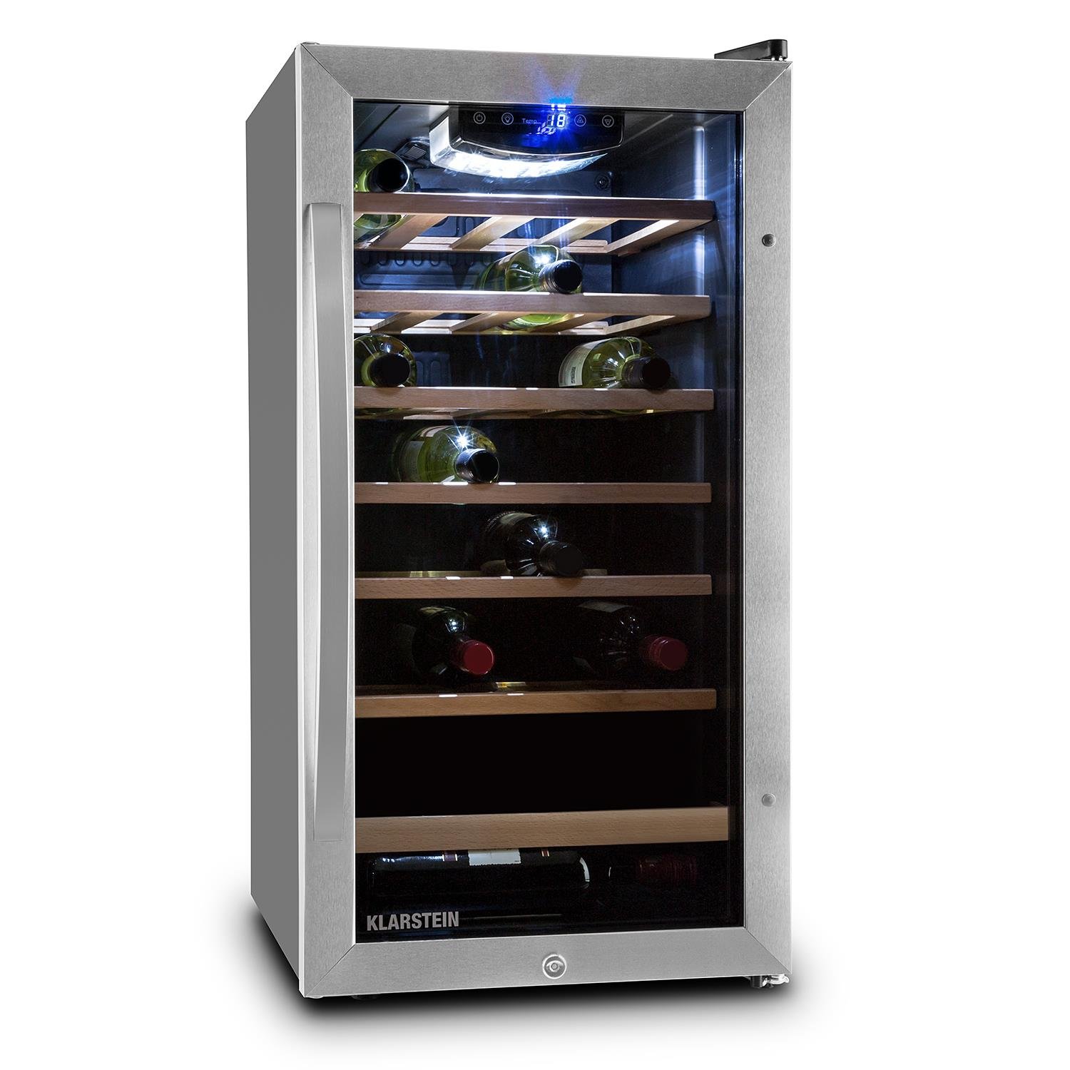 Klarstein Vivo Wine 26 Wine Cellar 26-bottle 88 L Beverage Cooler Stainless Steel