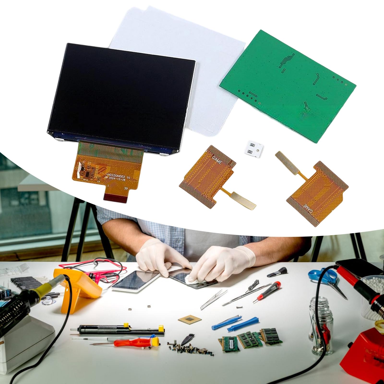 Evidenzia la sostituzione dello schermo LCD retroilluminato Set modifica della console gioco Accessori da gioco Sostituzione dello schermo LCD Evidenzia la retroilluminazione Set modifica