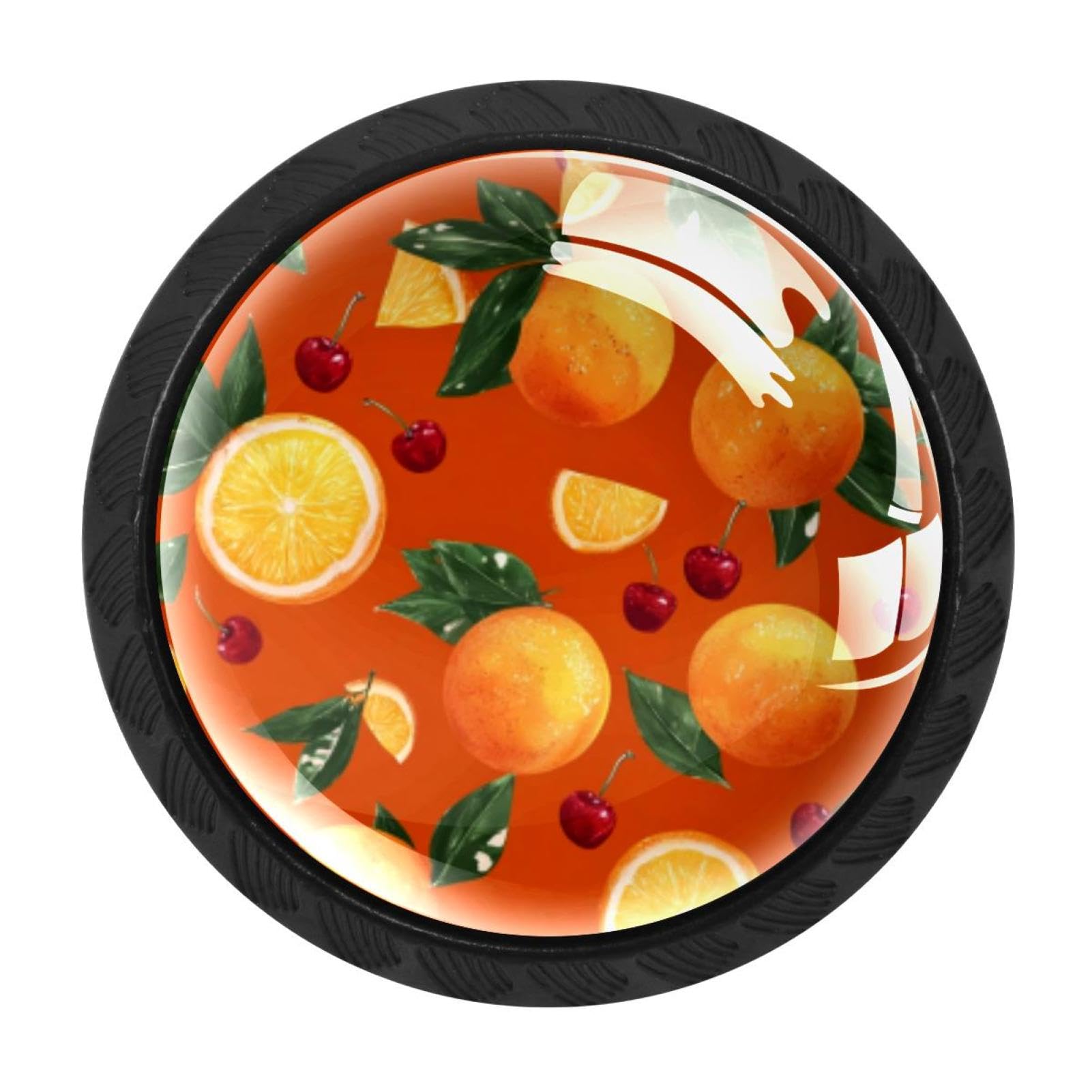 CHENZZZZ 4 Pack Black Summer Fruits Orange (2) Kitchen Handles, Cabinet Pulls Hardware for Cupboard Drawer Knobs Dresser Pulls