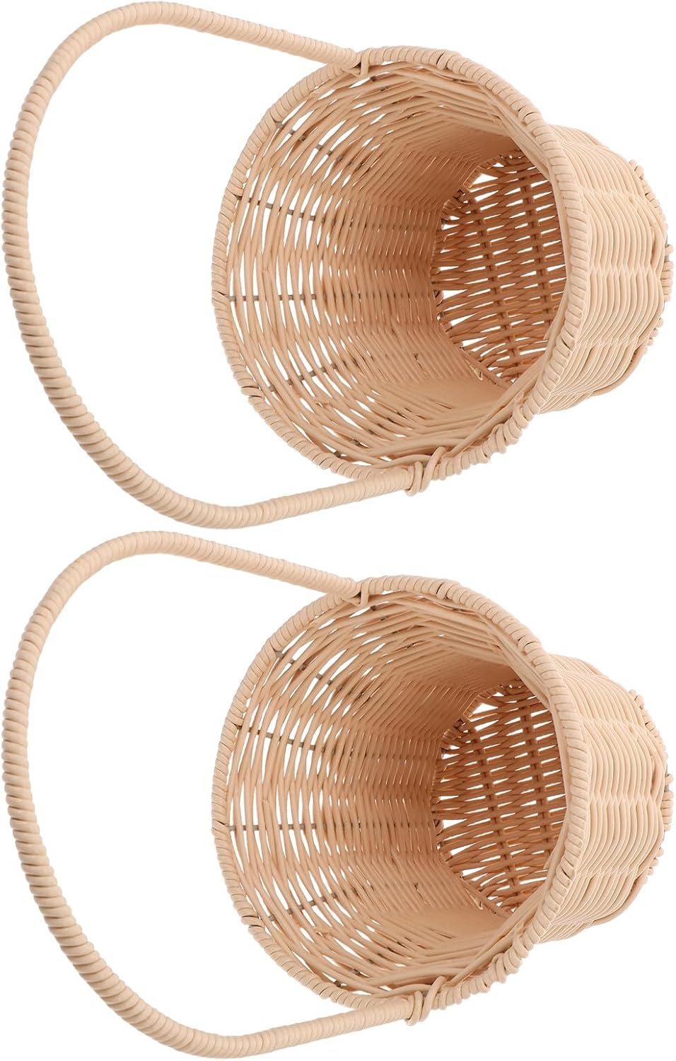 2pcs Rustic Wicker Style Flower Girl Basket with Handles, Beige Oval