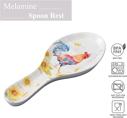 Miniatura 2 de UP ware - Soporte para cuchara de melamina de 9.625 pulgadas, soporte para utensilios de cocina, mesa de comedor (gallo soleado)