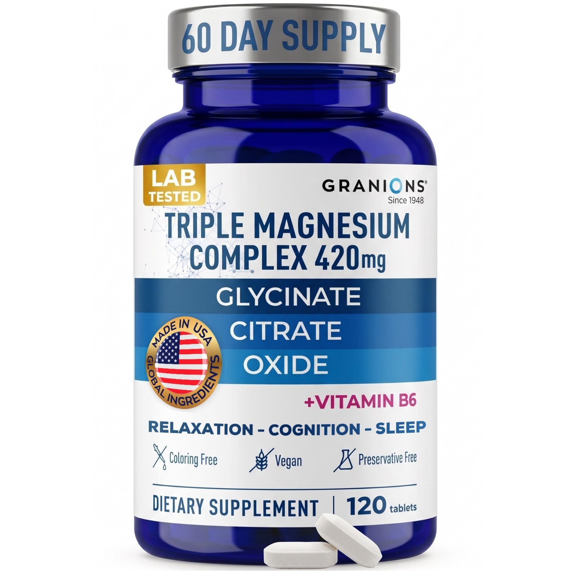 Granions Advanced Natural Muscle Relaxer Pills - 1,346mg Quinine, Magnesium, Potassium, B Vitamins, Chamomile, CoQ10 - Muscle Comfort Support, Immediate Relaxation and Comfort - 120 Tablet, 30 Serving — Amazon image 10