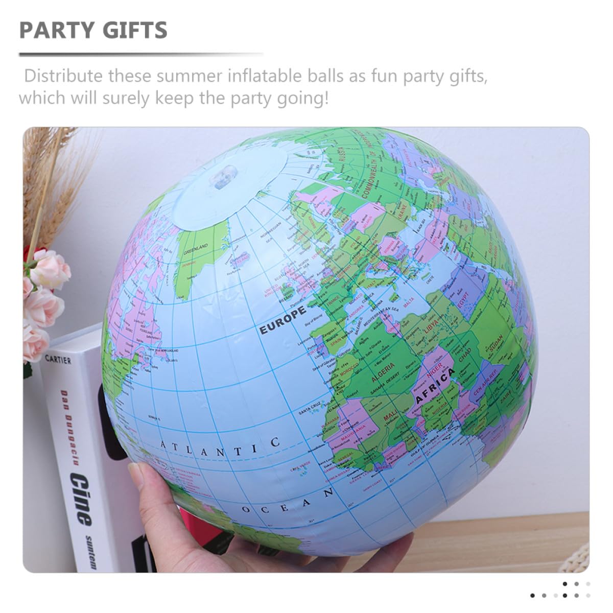 GARVALON Set 8 Pezzi Palloni da Spiaggia Gonfiabili Pvc Forma Globo Terrestre 30 Cm, Palla Giocattolo Educativa per Piscina e Spiaggia, Riutilizzabile e Resistente