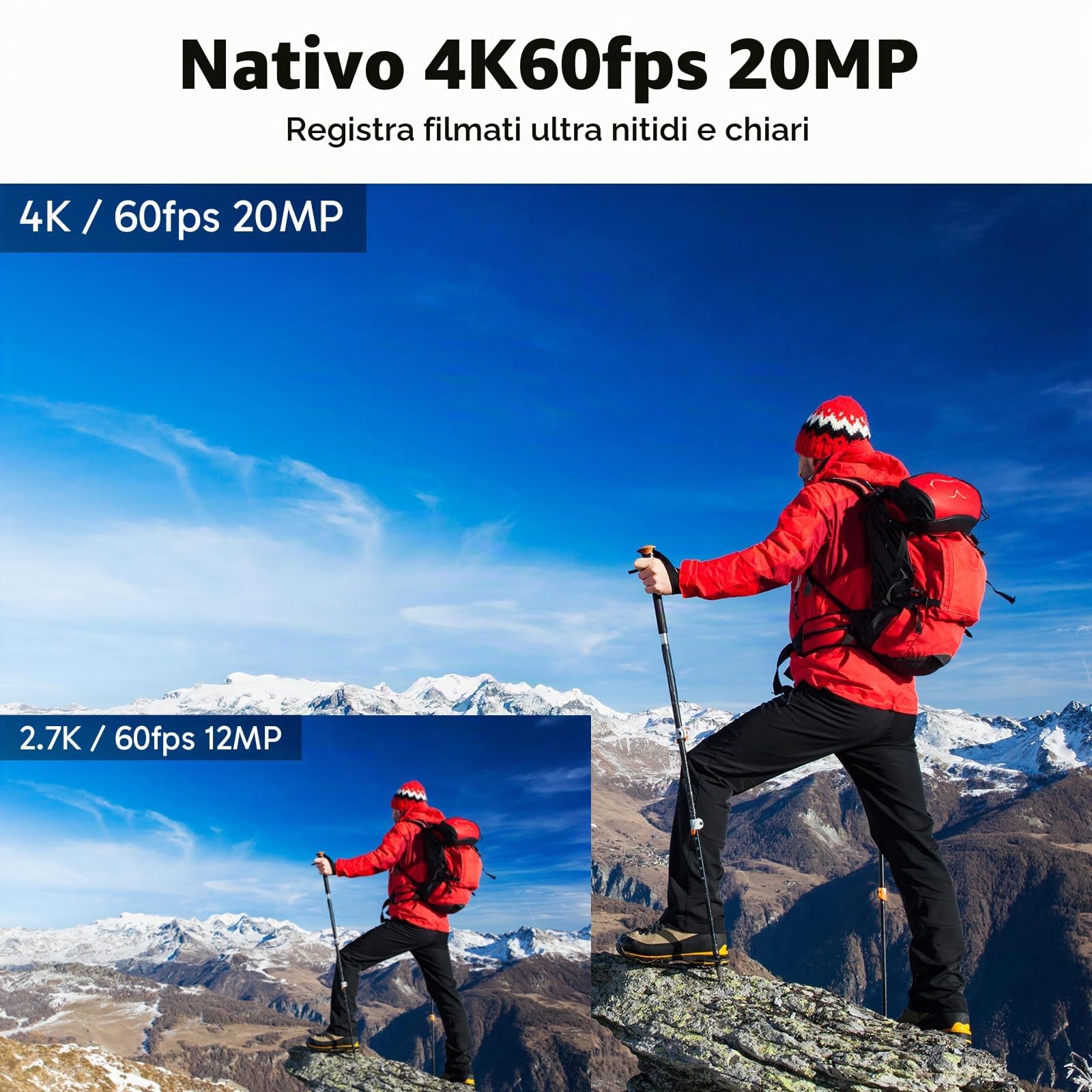 AKASO V50 Elite - Fotocamera sportiva 4 K 60 FPS, kit di maniglia galleggiante, include 20 MP WiFi azione camera impermeabile con maniglia galleggiante impermeabile per fotocamera sportiva, borsa