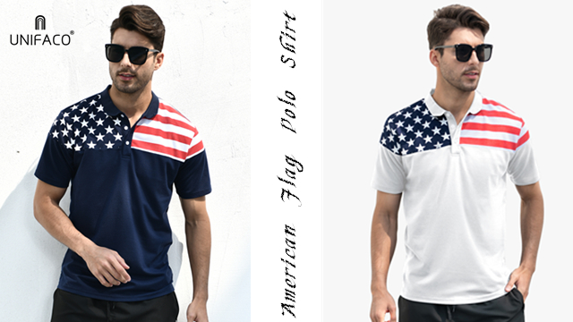 Camiseta polo patriótica para hombre Unifaco con diseño de bandera estadounidense, tejido Dry Fit, manga corta, ideal para golf, celebraciones del 4 de julio y uso casual miniatura 7