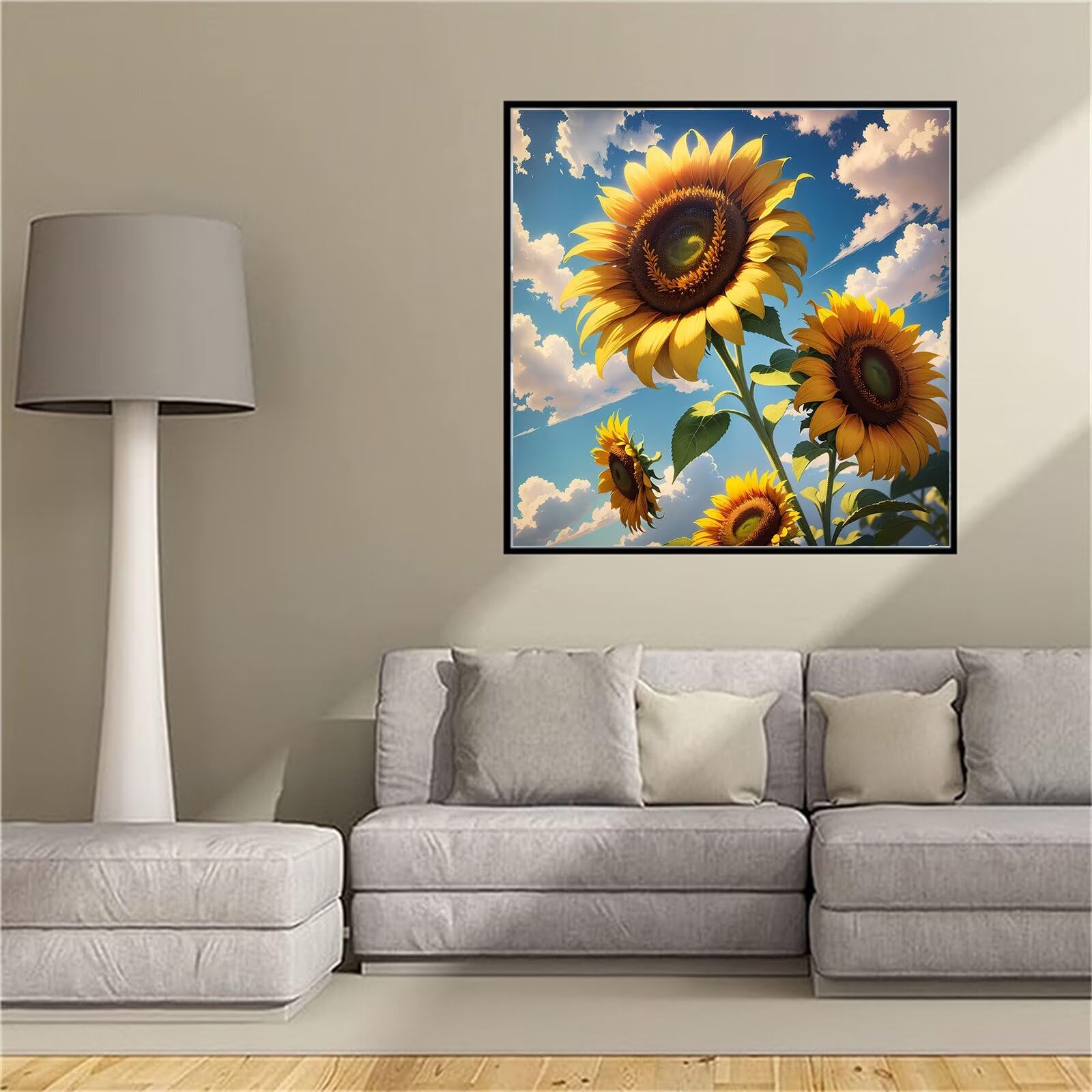 Kit broderie diamant tournesol 5D avec strass et point de croix grand format 75x75