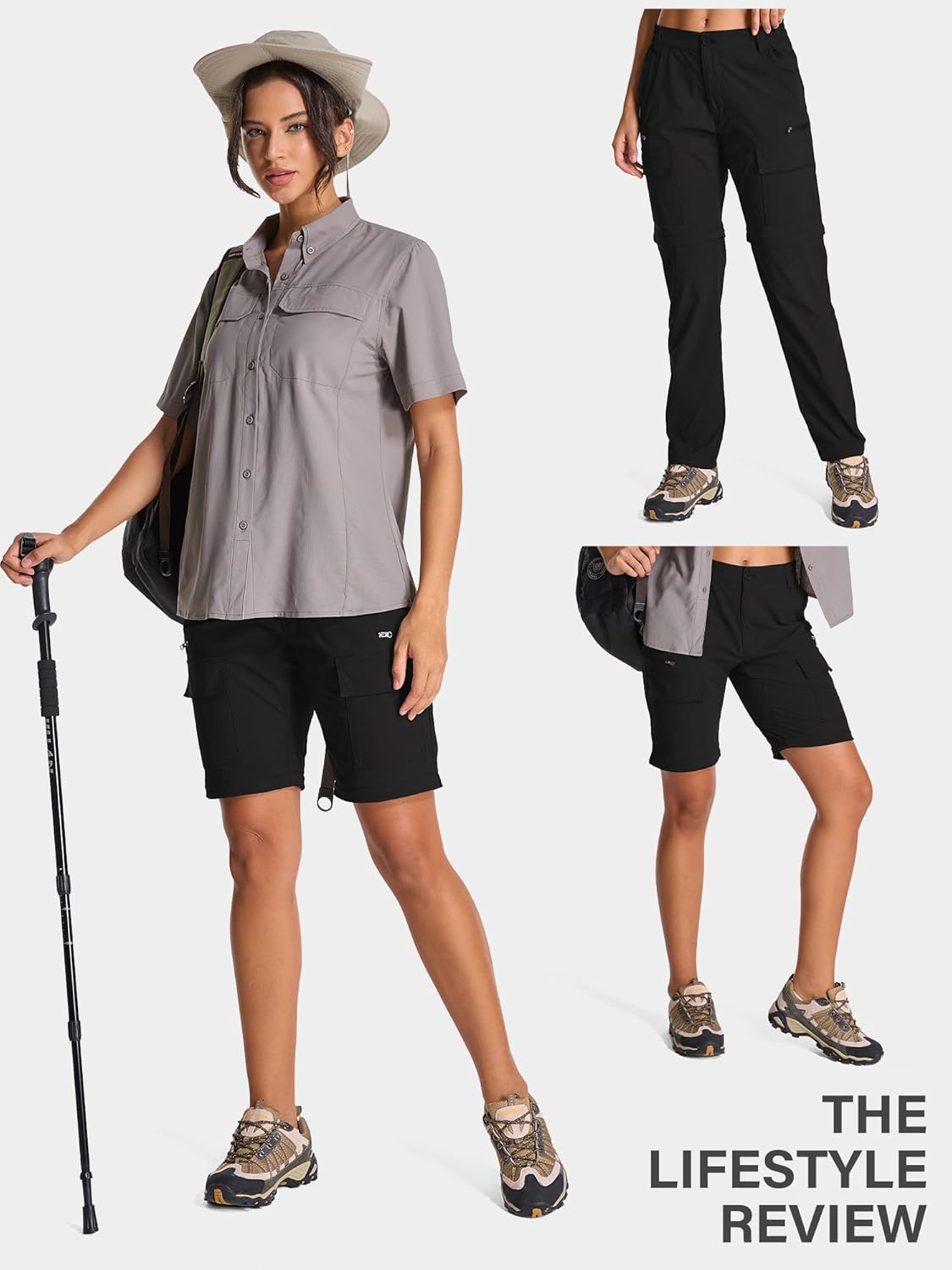 Womens Hiking Pants Convertible Quick Dry Stretch Lightweight Zip Off Outdoor Safari Pants with Cargo Pockets - Image 6