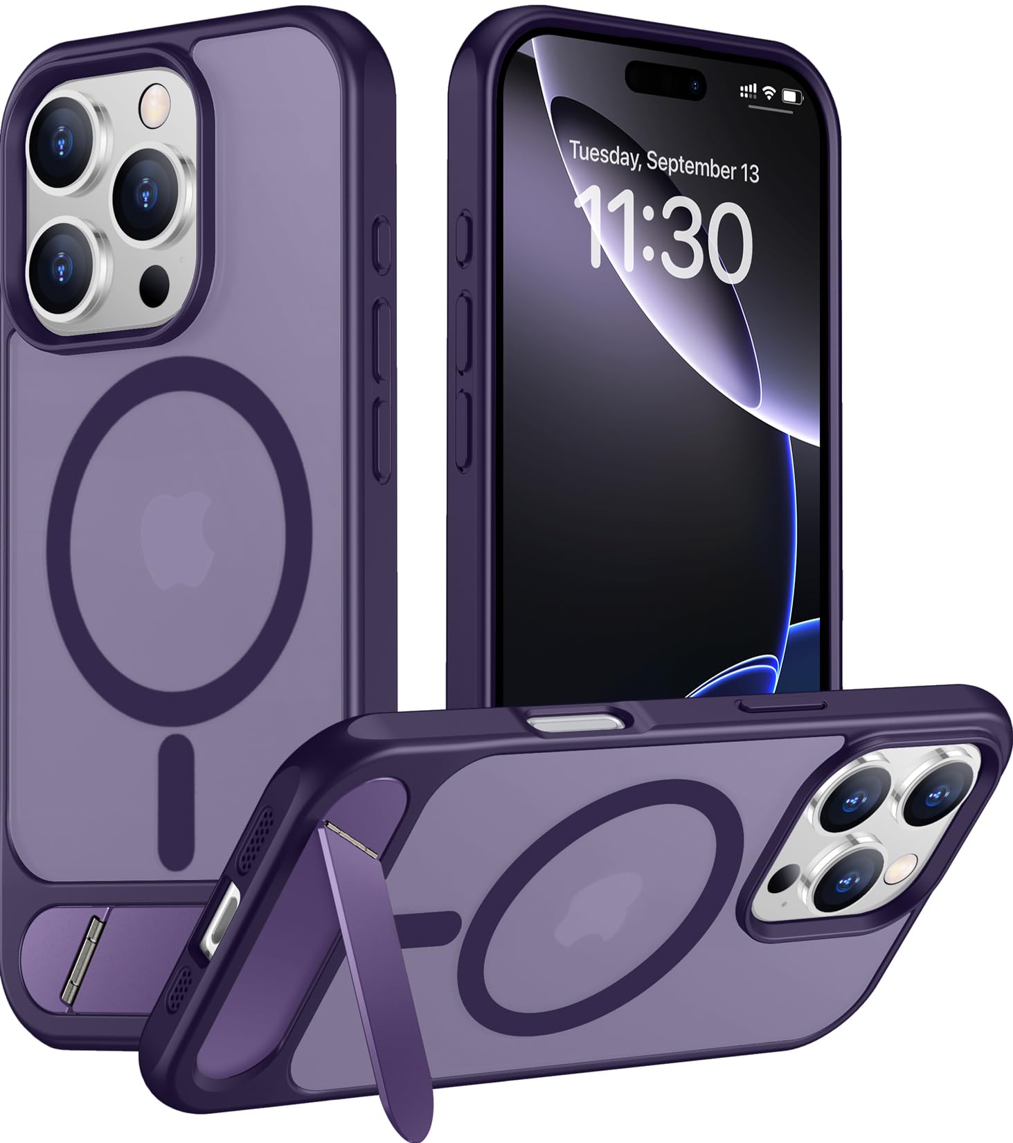 Temdan Magnetic Compatible with iPhone 16 Pro Max Case, [Built-in Invisible Kickstand][Compatible with MagSafe] [Military Grade Shockproof] Slim Translucent Matte Phone Case for iPhone 16 Pro Max 6.9"