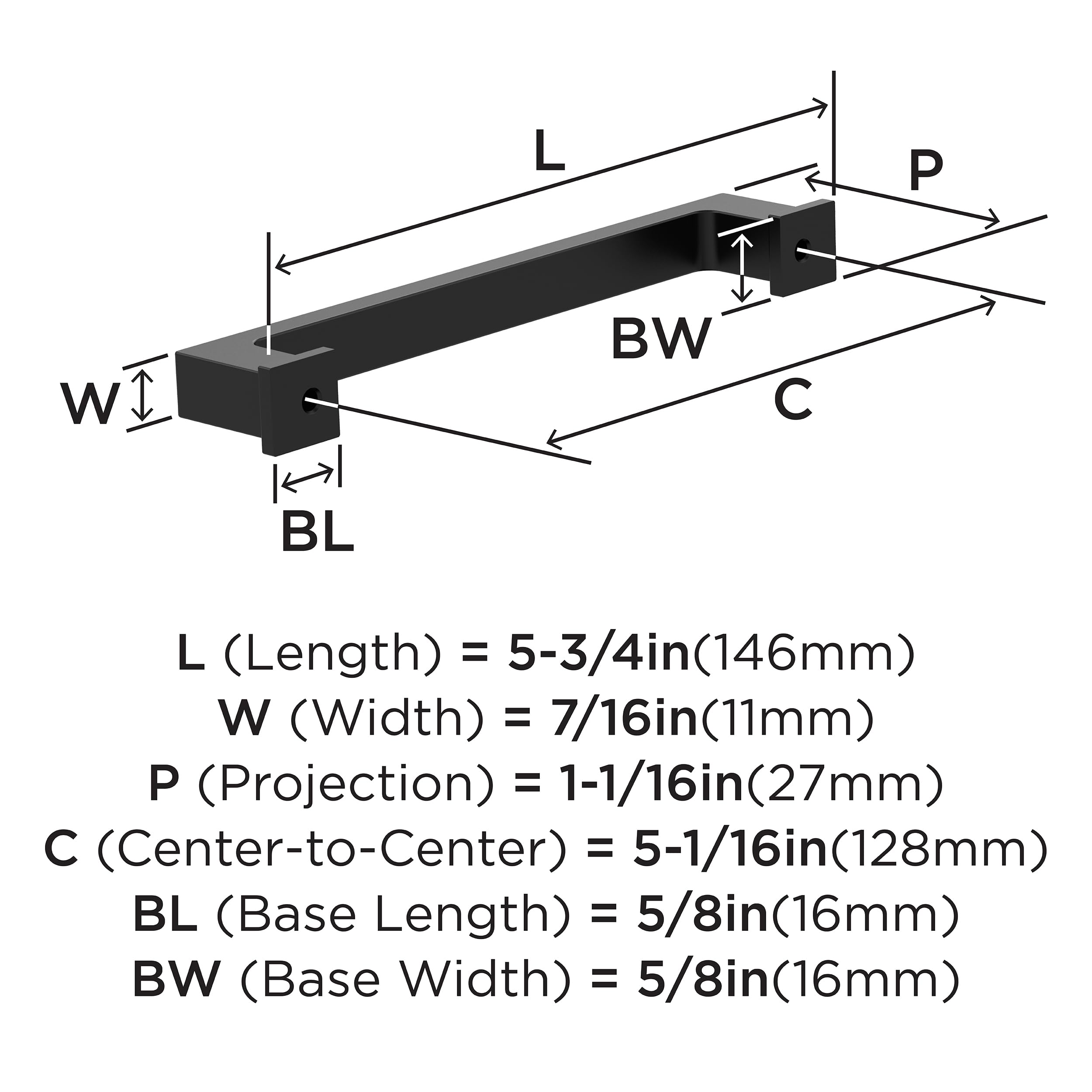 Amerock 10BX37032MB, Matte Black, 5-1/16 inch (128mm) Center-to-Center - Image 3