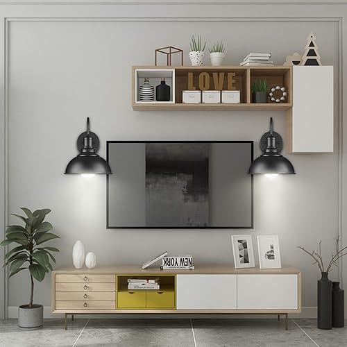 Miniatura 5 de YeLEEiNO Aplique de pared negro con cuello de cisne, lámpara de pared industrial vintage E26, lámpara de pared LED para porche de baño interior (1