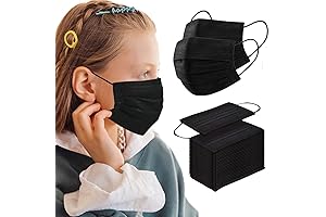 Kids Black Disposable Face Masks (100 Pack): Breathable Safety for Children