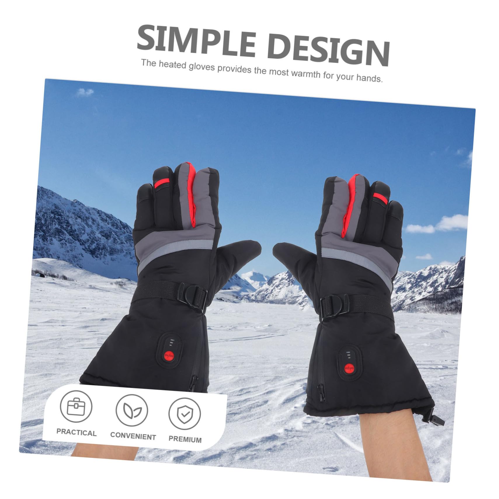 Toyvian Guantes de Esquí Calefactables Térmicos para Hombre y Mujer Cortavientos y Resistentes al Agua para Deportes de Invierno como Esquí y Snowboard Control de Temperatura de Tres