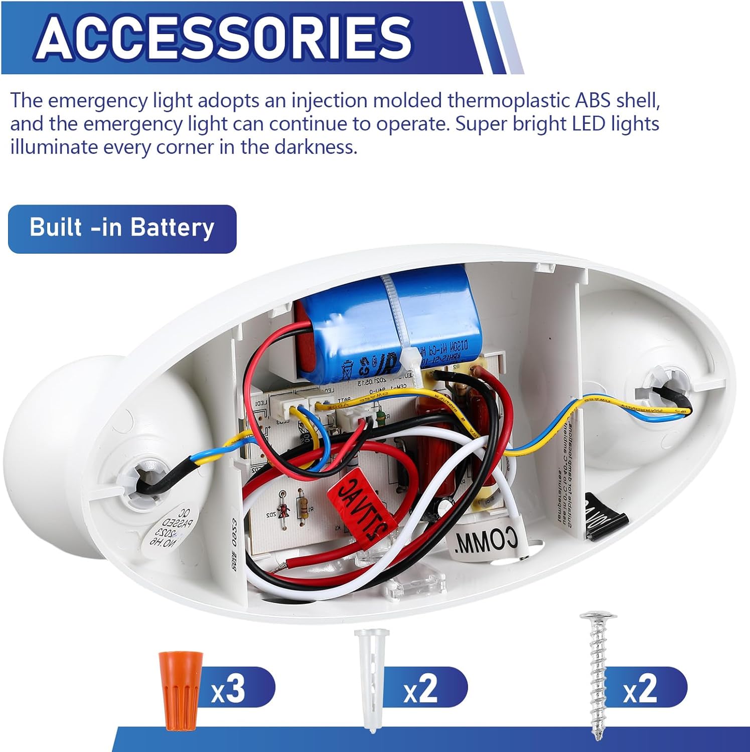 Baquler 4 Pcs Emergency Lights for Business, with Battery Backup 2 Adjustable LED Head Ac 120/277v Commercial Emergency Lighting Fixture, Ul Certified, Fire Resistant for Home Outdoor Restaurant
