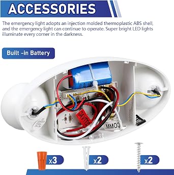 Baquler 4 Pack LED Emergency Lights for Business with Battery Backup Adjustable Two LED Bug Eye Head, Ac 120/277V Commercial Emergency Lighting, Wall Mount, Hard Wired, Fire Resistant, Ul Certified