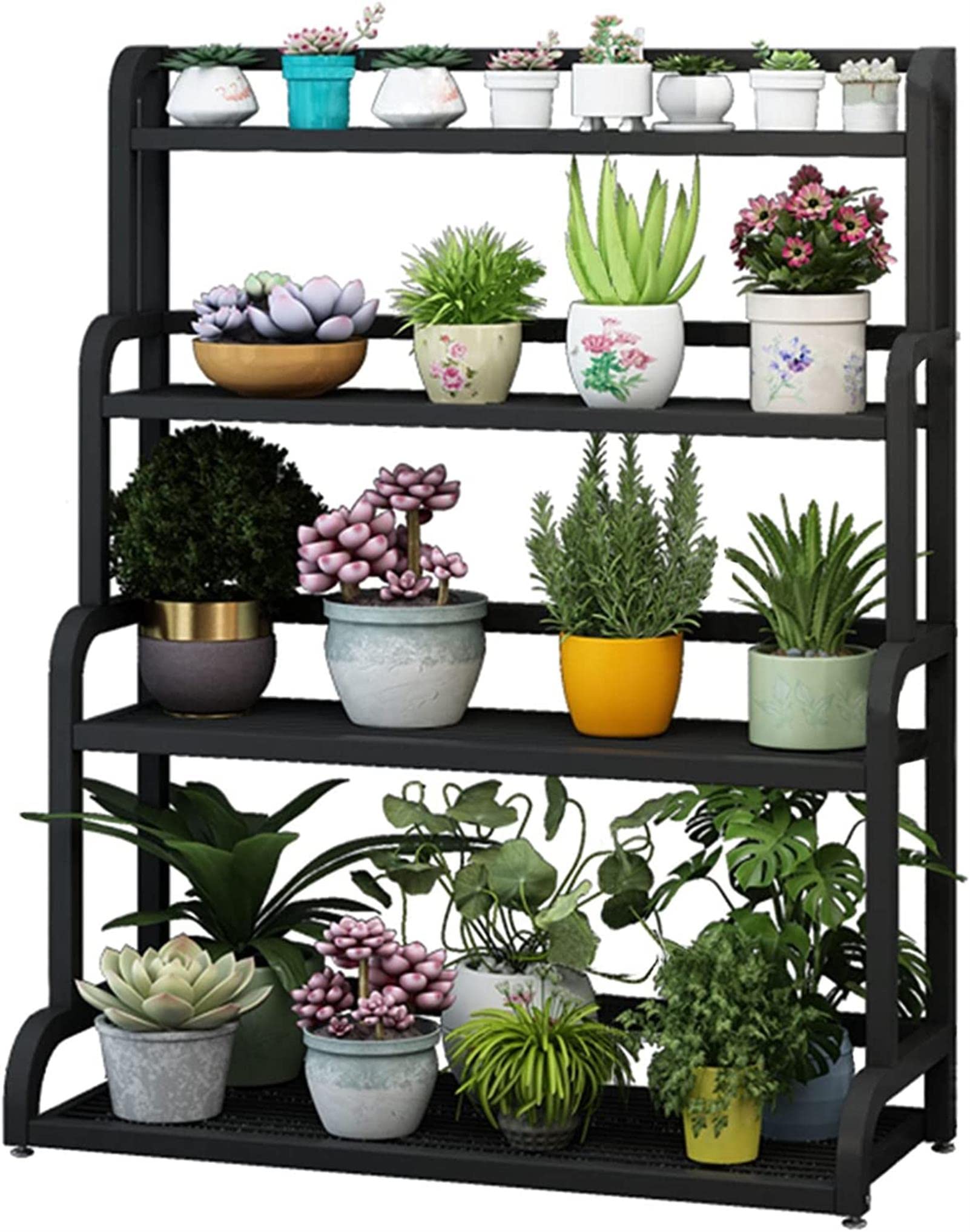 SnamicE Indoor Plant Stand Ladder Shelf for Flower Pots, Plant Stands Indoor 4Level Tall Flower Stand Rack,Balcony Outdoor Planter Shelf Display Rack Storage Black,A-60x40x102cm