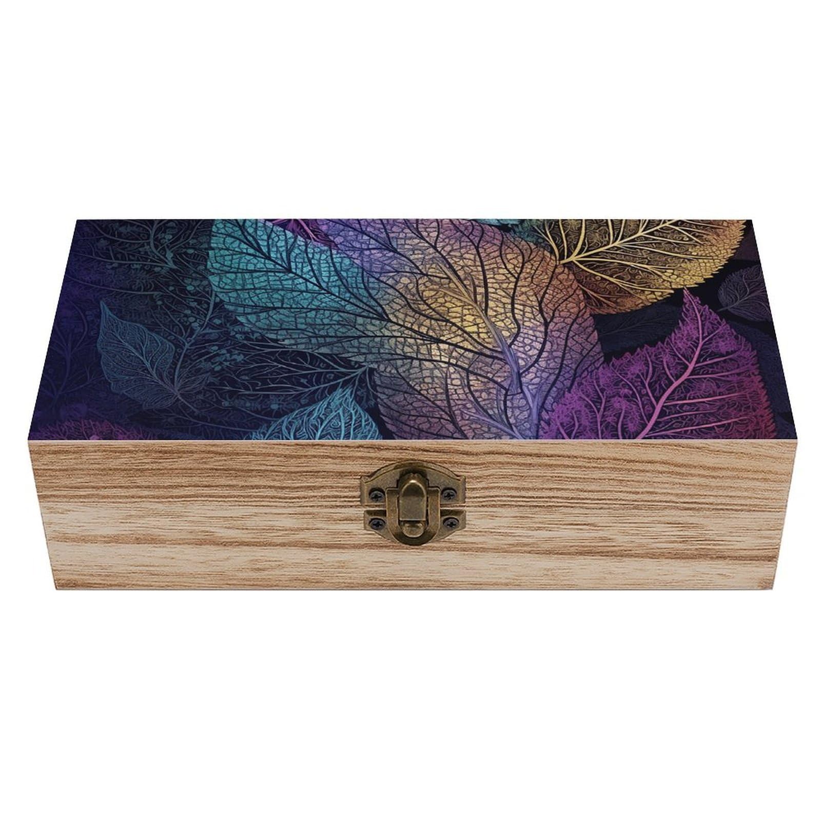 HLBSDM Vintage Wooden Storage Box Leaves And Stars Keepsake Box for Jewelry Photos Letters Elegant Desktop Organizer for Home Office Decor