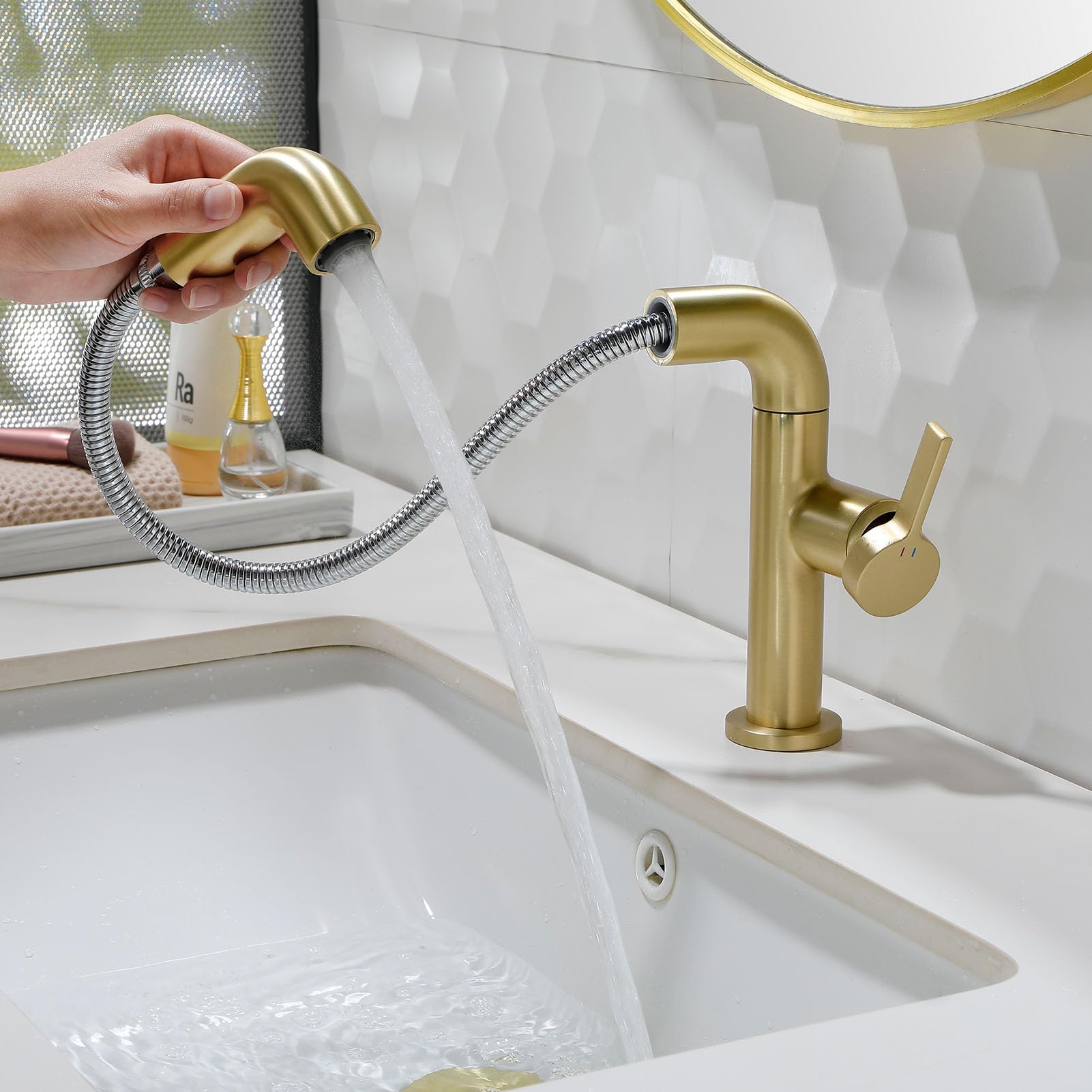 Yifinessyi Brushed Gold Bathroom Faucet – Single Handle Vessel Sink Faucet With Pop-Up Drain