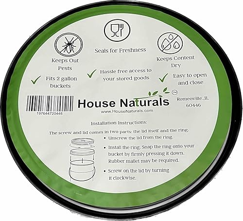 Miniatura 3 de House Naturals Cubo de plástico gris de grado alimenticio de 2 galones con tapa de rosca, contenedor fabricado en Estados Unidos, paquete de 4