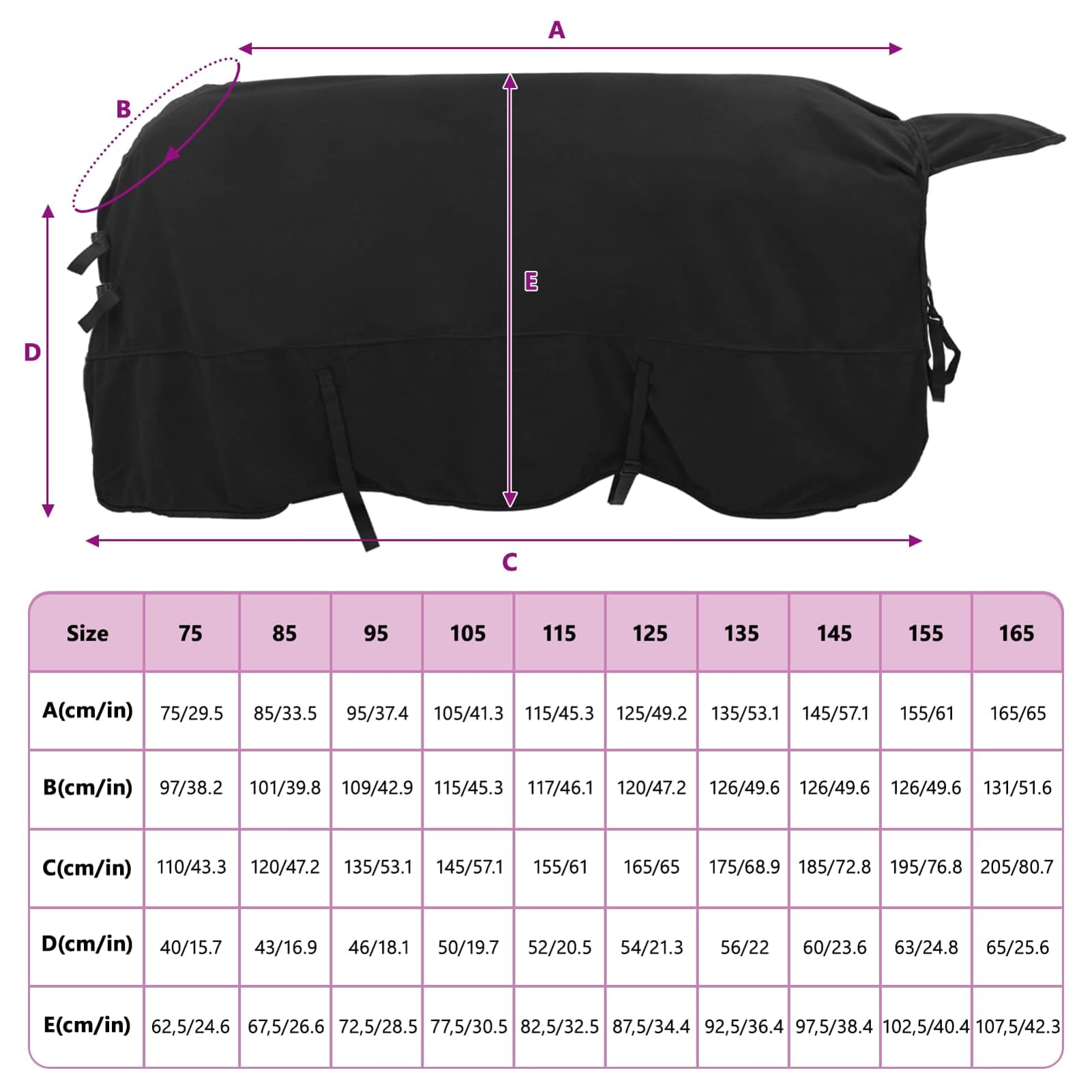 Gecheer Coperta Cavalli Invernale, Termica Impermeabile Traspirante Poliestere 175x193 cm, Coperta Equestre Regolabile Lavabile per Protezione Freddo umidità Scuderia Pascolo
