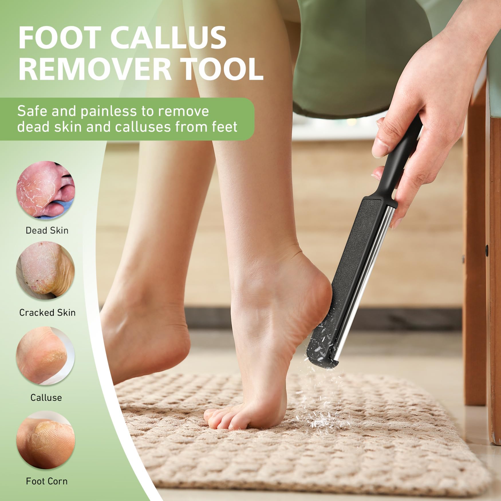 BALUCA Limas de pie removedor de callos de acero inoxidable y lima de pies de doble cara, herramientas profesionales de pedicura premium para el cuidado de los pies, quitar la piel dura, color negro