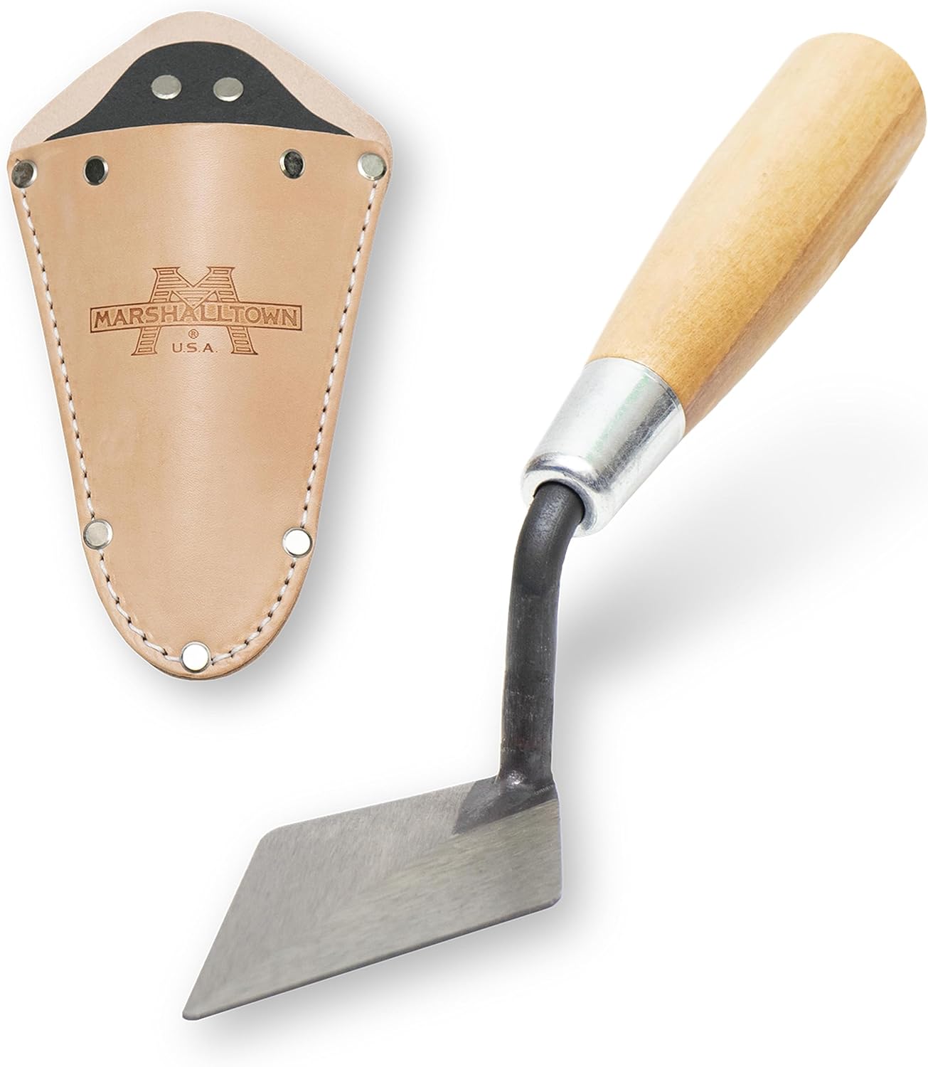 MARSHALLTOWN Archaeology Pointing Trowel, 4 x 2 Inch, Wood Handle, Leather Holster, London Style, Made in the USA, ATH114S