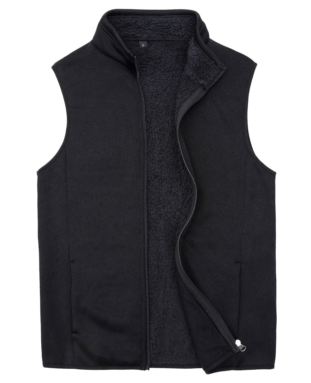 Photo 1 of **SEE NOTES** Mens Full Zip Sweater Fleece Vest, Sherpa Lined Stand Collar Vests with Pocket Medium Black SIZE L